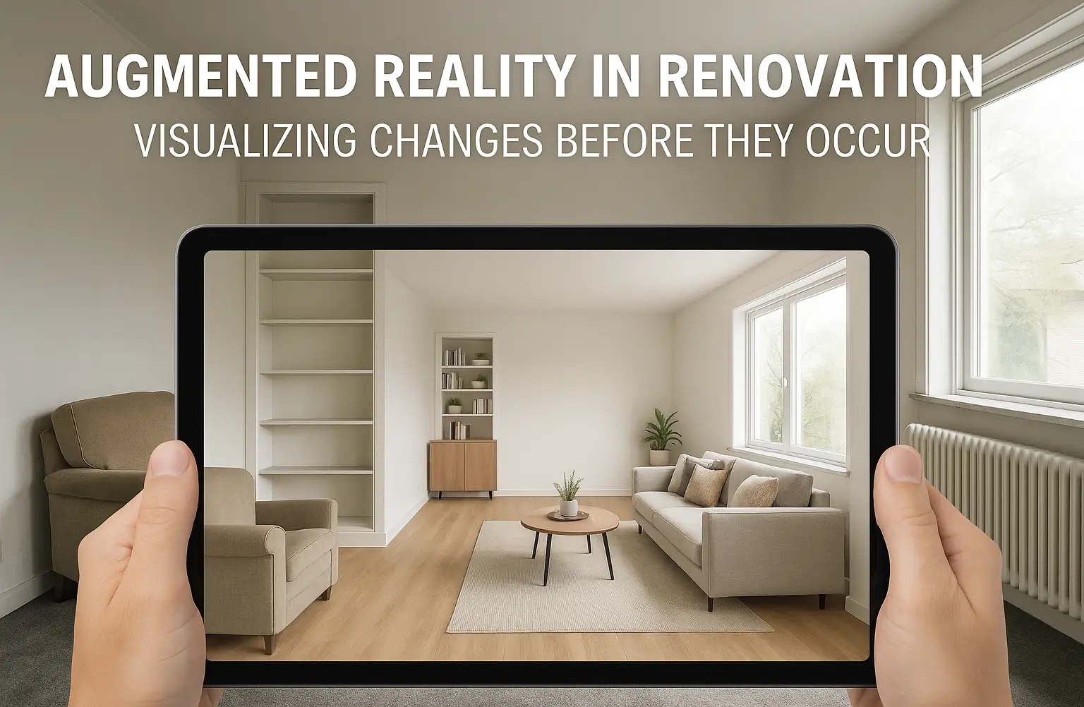 Clients using Homevism AR for renovation visualization on a tablet